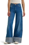 Wrangler High Waist Cuffed Wide Leg Jeans In Blue