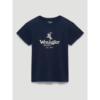 Wrangler Horse Triumph Retro Reg Back Graphic Tee In Dark Sapphire In Blue