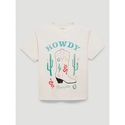 Wrangler Howdy Boot Girlfriend Graphic Tee In Whisper White