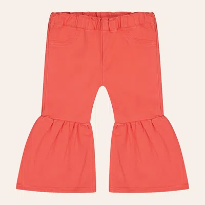 Wrangler Babies' Infant Girl's Coral Ruffle Leg Flare Jean In Orange