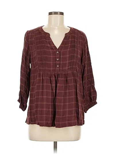 Pre-owned Wrangler Jeans Co 3/4 Sleeve Blouse In Burgundy