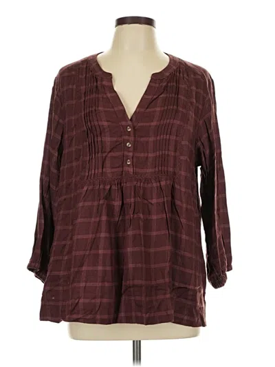 Pre-owned Wrangler Jeans Co 3/4 Sleeve Blouse In Burgundy