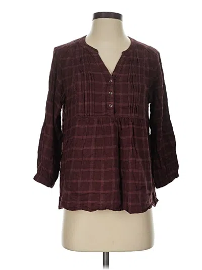 Pre-owned Wrangler Jeans Co 3/4 Sleeve Blouse In Burgundy