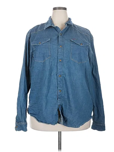 Pre-owned Wrangler Jeans Co Long Sleeve Button Down Shirt In Blue