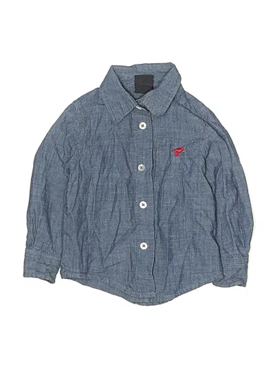 Pre-owned Wrangler Jeans Co Kids' Long Sleeve Button Down Shirt In Blue