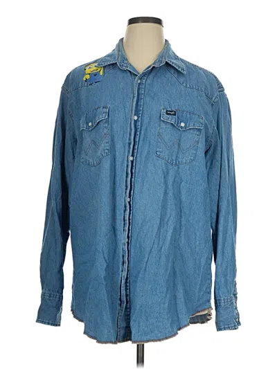 Pre-owned Wrangler Jeans Co Long Sleeve Button Down Shirt In Blue
