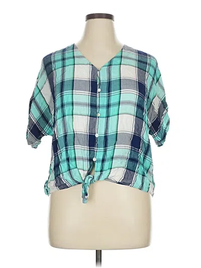 Pre-owned Wrangler Jeans Co Short Sleeve Blouse In Blue