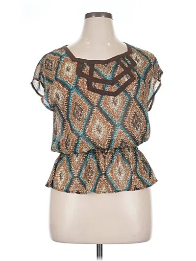 Pre-owned Wrangler Jeans Co Short Sleeve Blouse In Brown