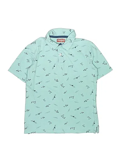 Pre-owned Wrangler Jeans Co Kids' Short Sleeve Button Down Shirt In Teal