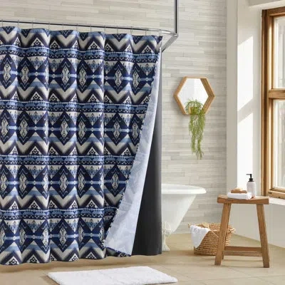 Wrangler Jesse Blue Shower Curtain And Hooks Set