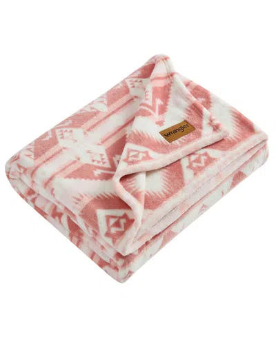 Wrangler Jesse Printed Plush Throw, 70" X 50" In Pink