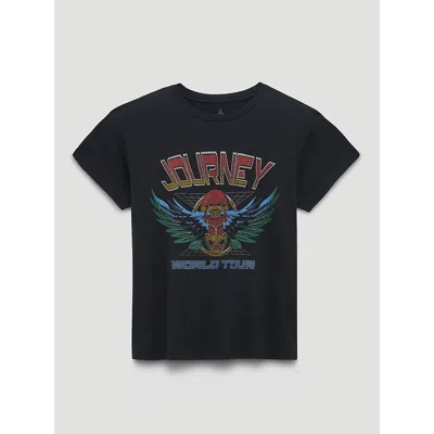 Wrangler Journey World Tour Retro Reg Graphic Tee In Washed Black