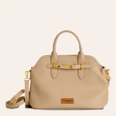 Wrangler Khaki Top Handle Leather Crossbody Bag In Brown