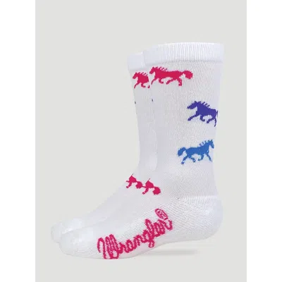 Wrangler Kid's Horses Crew Ultra-dri Socks In White