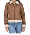 Wrangler Ladies Coat With Sheepskin On Collar And Cuffs In Capuccino