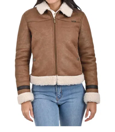Wrangler Ladies Coat With Sheepskin On Collar And Cuffs In Capuccino