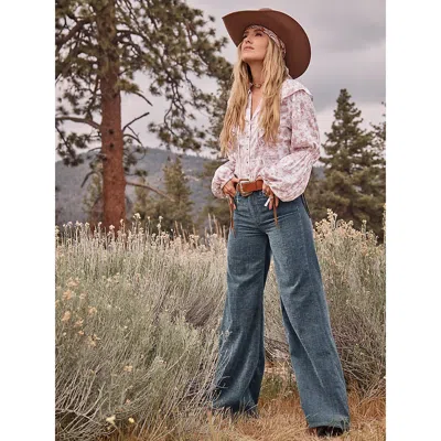 Wrangler Lainey Wilson X  Cheeky Wide Leg Chenille Jean In Indigo Chenille In Blue