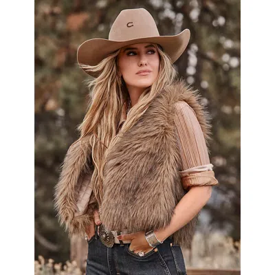 Wrangler Lainey Wilson X  Faux Fur Vest In Brown In Neutral