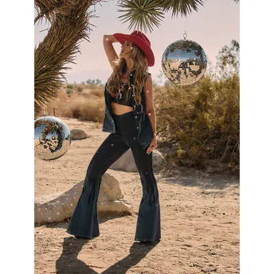 Wrangler Lainey Wilson X  Flame Pull On Bell Bottoms In Dark Denim