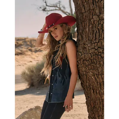 Wrangler Lainey Wilson X  Flame Sleeveless Denim Shirt In Dark Denim In Multi