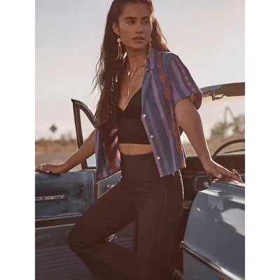 Wrangler Lainey Wilson X  Jacquard Camp Shirt In Blue Violet In Purple