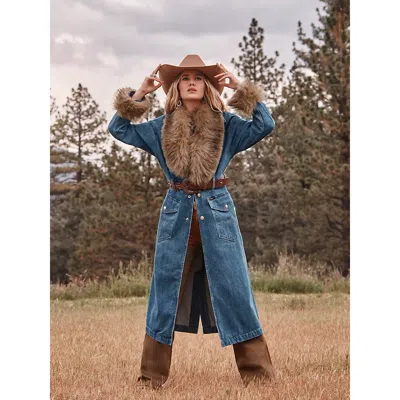 Wrangler Lainey Wilson X  Trench Coat In Denim In Blue