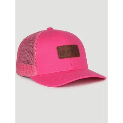 Wrangler Leather Patch Baseball Cap In Pink