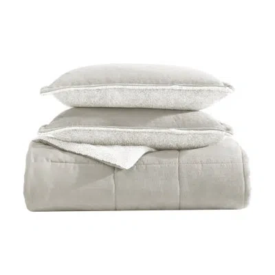 Wrangler Legendary Solid Microsuede/sherpa Reversible Comforter Set In Ivory