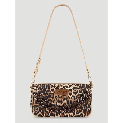 Wrangler Leopard Print Shoulder Bag In Leopard In Brown