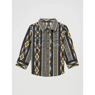 Wrangler Kids' Little Boy's Checotah Long Sleeve Western Snap Shirt In Crow Black