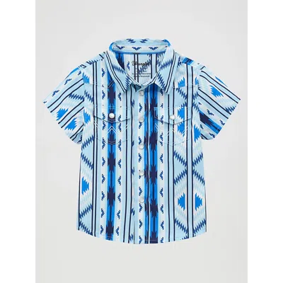 Wrangler Kids' Little Boy's Checotah Snap Front Western Shirt In Icy In Blue