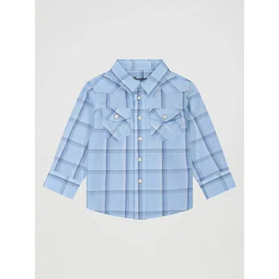 Wrangler Kids' Little Boy's Long Sleeve Plaid Western Snap Shirt In Blue Frost