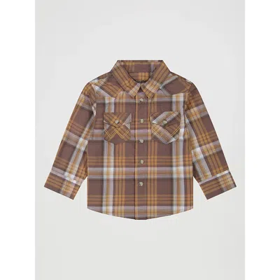 Wrangler Kids' Little Boy's Long Sleeve Plaid Western Snap Shirt In Maple Brown