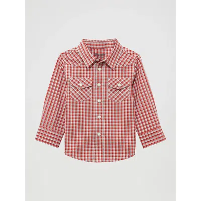 Wrangler Kids' Little Boy's Long Sleeve Plaid Western Snap Shirt In Red Vermilion