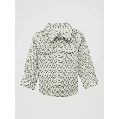 Wrangler Kids' Little Boy's Long Sleeve Print Western Snap Shirt In Olive Cacti In Green