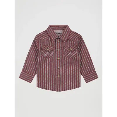 Wrangler Kids' Little Boy's Long Sleeve Print Western Snap Shirt In Red Stripes