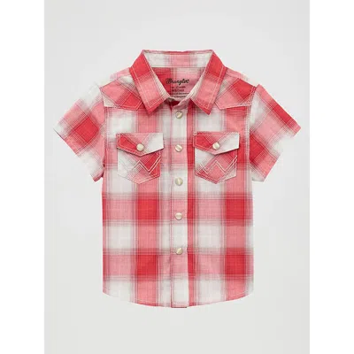 Wrangler Kids' Little Boy Short Sleeve Western Snap Shirt In Cherry In Red
