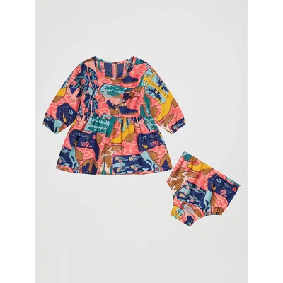 Wrangler Kids' Little Girl's Long Sleeve Western Print Dress In Pink In Multi