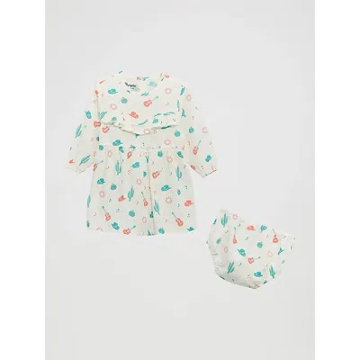 Wrangler Kids' Little Girl's Printed Ruffle Dress In Cacti Scattered In White