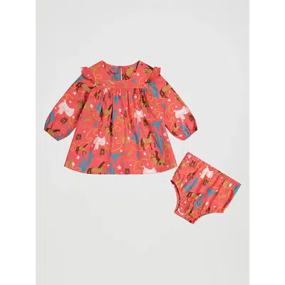 Wrangler Kids' Little Girl's Printed Ruffle Dress In Pink In Red