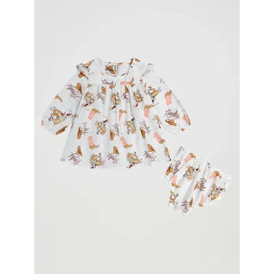 Wrangler Kids' Little Girl's Printed Ruffle Dress In White In Multi