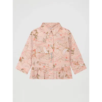 Wrangler Kids' Little Girl's Ruffle Hem Snap Shirt In Pink