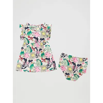 Wrangler Kids' Little Girl's Ruffle Sleeve Print Dress In White