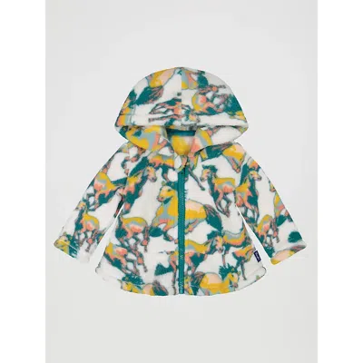 Wrangler Kids' Little Girl's Sherpa Full Zip Ruffle Hem Hoodie In White In Multi