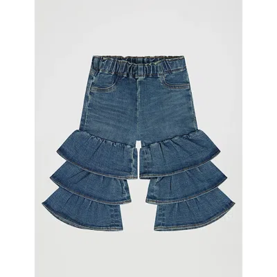Wrangler Kids' Little Girl's Tiered Flare Jean In Denim In Blue