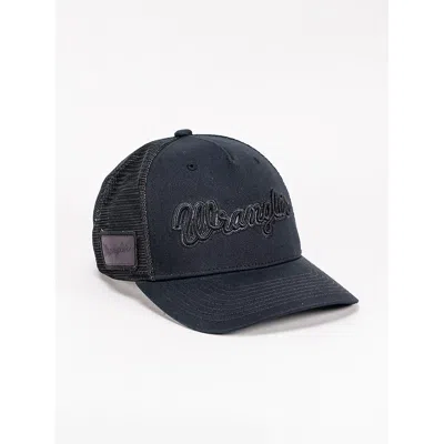 Wrangler Logo Bill Stitch Baseball Cap In Black
