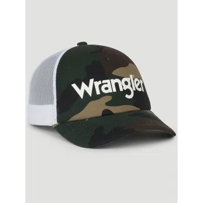 Wrangler Logo Camo Baseball Cap In Camo Green