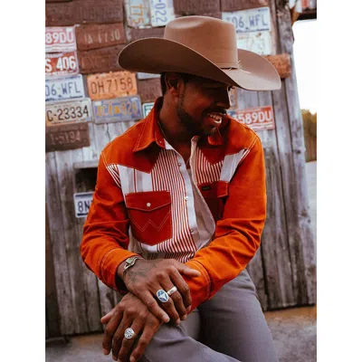 Wrangler Lone Star Brushpopper Western Snap Workshirt In Texas In Orange