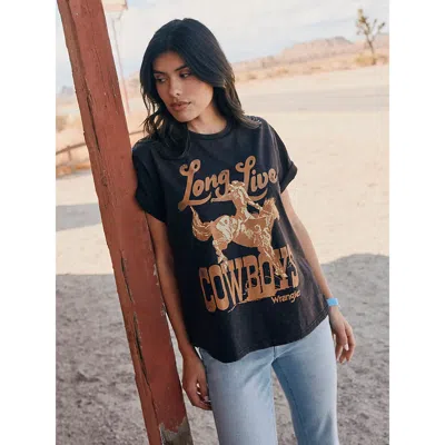 Wrangler Long Live Cowboys Nostalgia Retro Reg Graphic Tee In Black Beauty