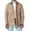 Wrangler Long Sleeve Flannel Lined Solid Work Shirt In Dune In Multi